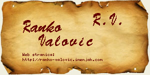 Ranko Valović vizit kartica